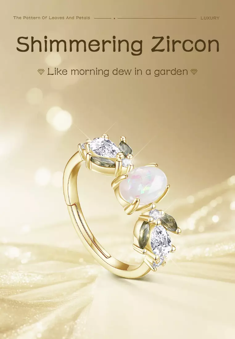 Cincin Wanita Original Cincin Cewek Mewah Adjustable Ring Flower Branch Fairy Anti karat Adjustable Kotak Indah COD