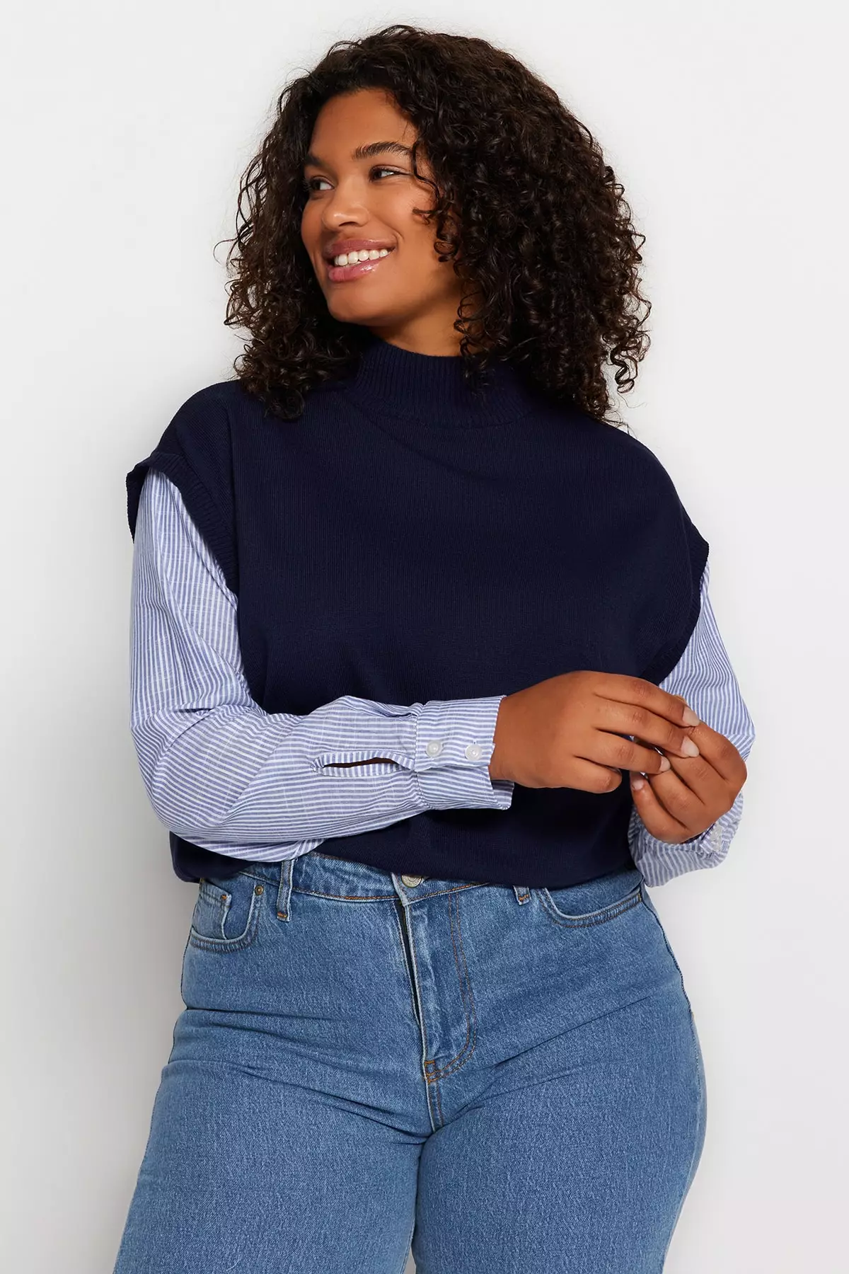 Plus size color block sweater online