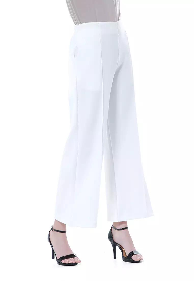 Layilla Scuba Cullote Polos Rok Bawahan Wanita Premium Quality - White