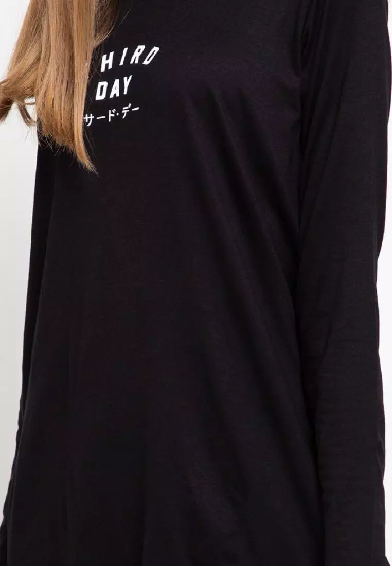 LTC75 mls td simple hitam hijab lengan panjang