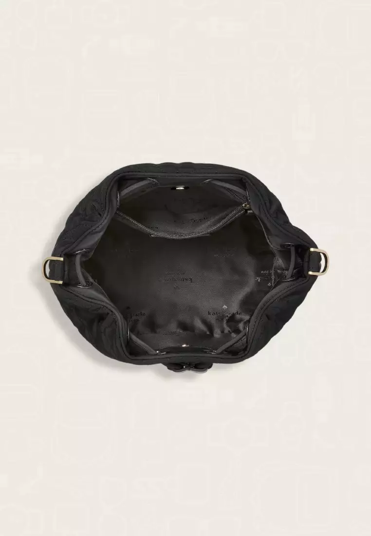 Kate Spade Spade Flower Quilted Fabric Bucket Bag Black