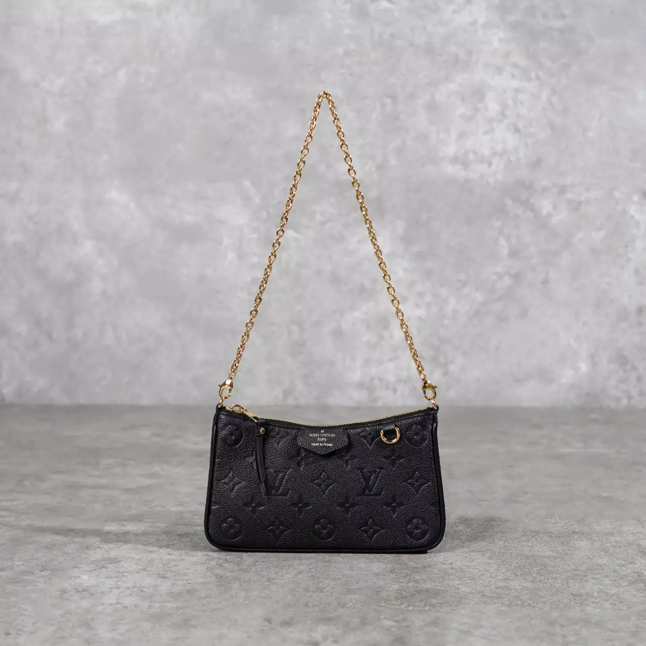 Tas LOUIS VUITTON LV EASY POUCH ON STRAP BLACK MONOGRAM EMPREINTE LEATHER CHAIN SHOULDER BAG 100% ORIGINAL