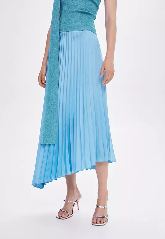 Pleated Asymmetric Skirt