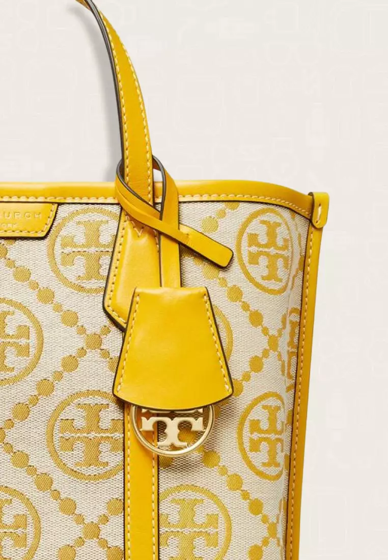 Tory Burch Perry T Monogram Small Triple-Compartment Tote Goldfinch