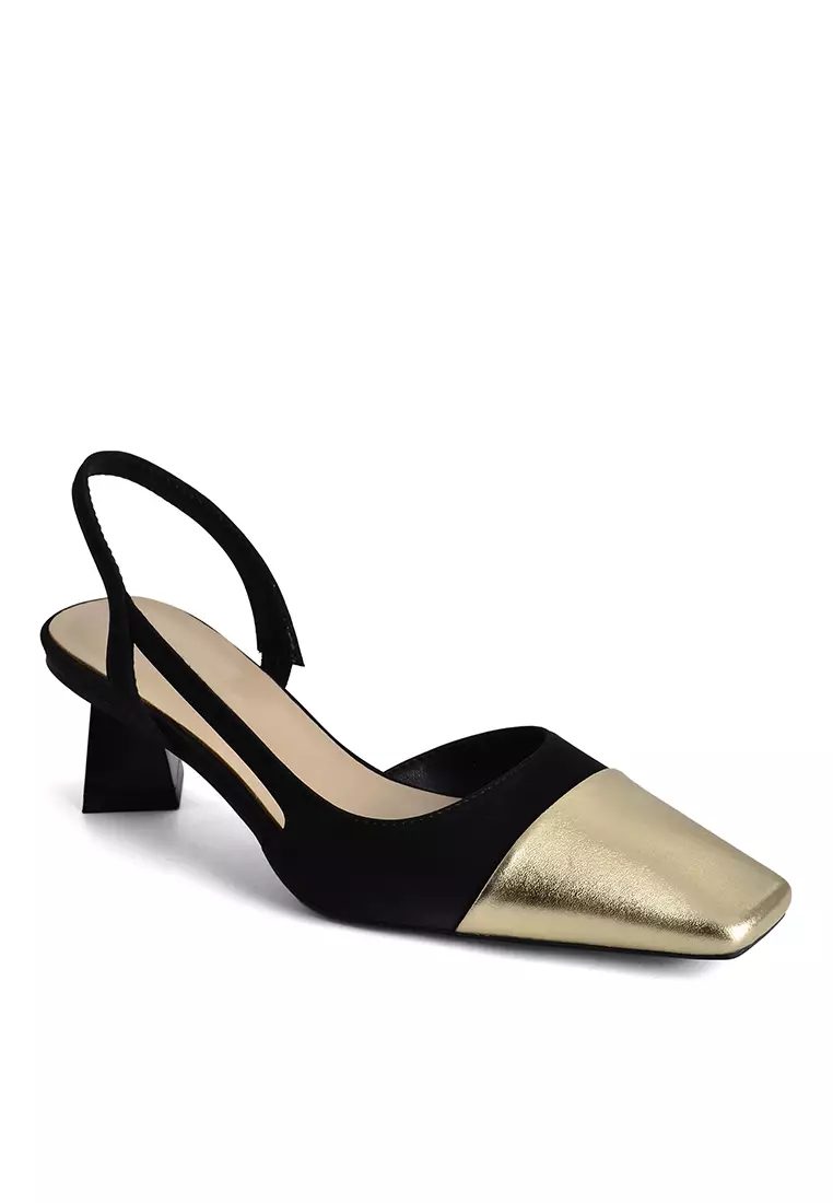 Gold sling sale back shoes