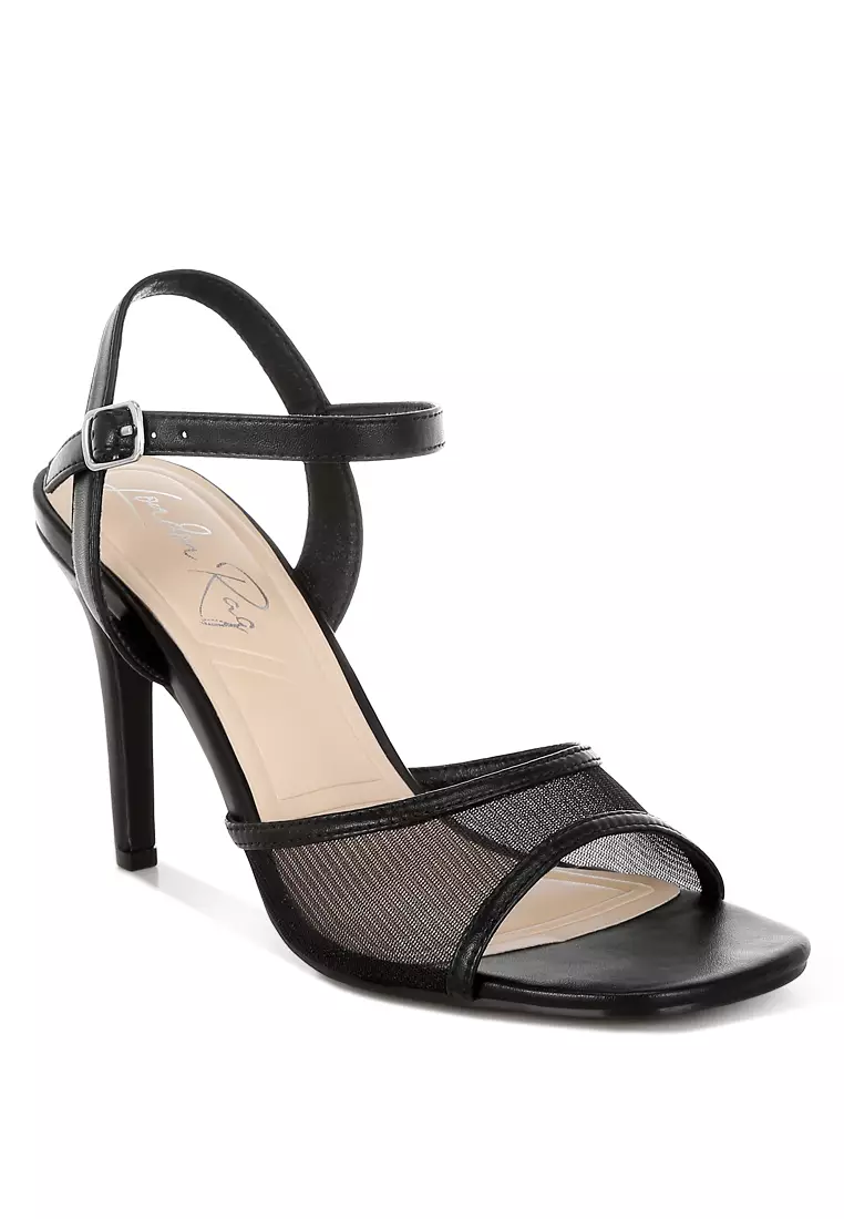 Square Toe Stiletto Heels in Black