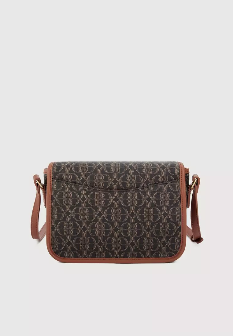 Milania Monogram Crossbody Bag Brown