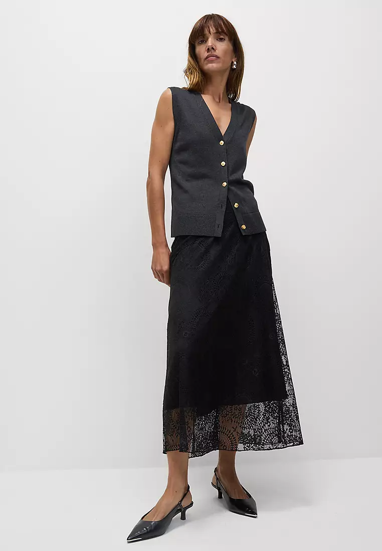 Lace Maxi Skirt with Cotton