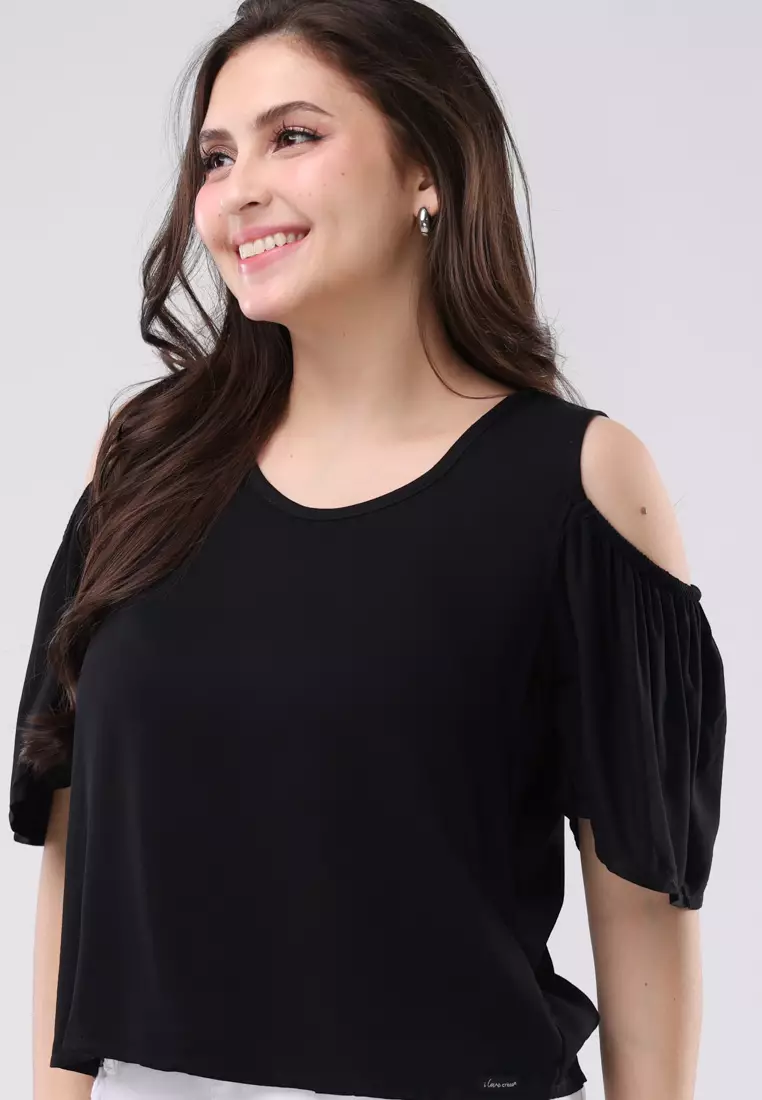 Plain Woven Short Sleeves Blouse