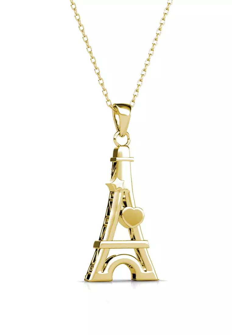 Her Jewellery Paris Love Pendant (Yellow Gold) - Luxury Crystal Embellishments plated with 18K Gold