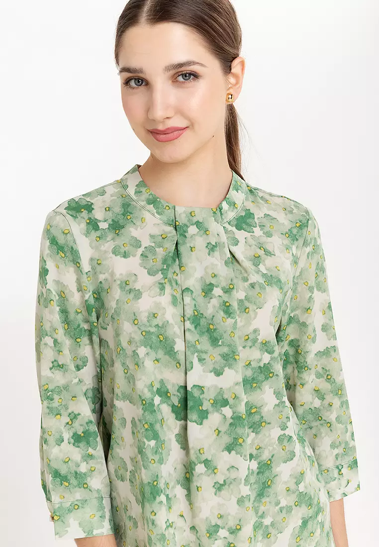 Capolla Draped Neckline Printed Blouse