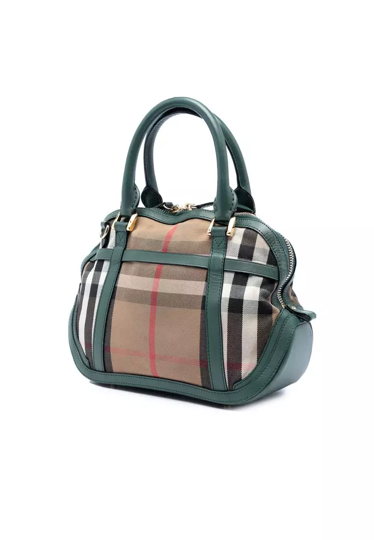 Pre-Loved Burberry Small Leather Trimmed House Check Canvas Bridle Orchard Satchel