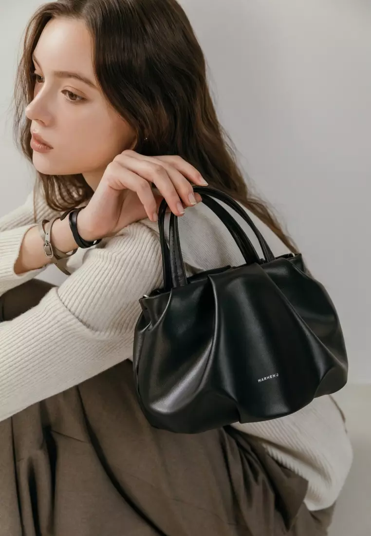 PUFF Vegan Leather Shoulder Crossbody Bag Black