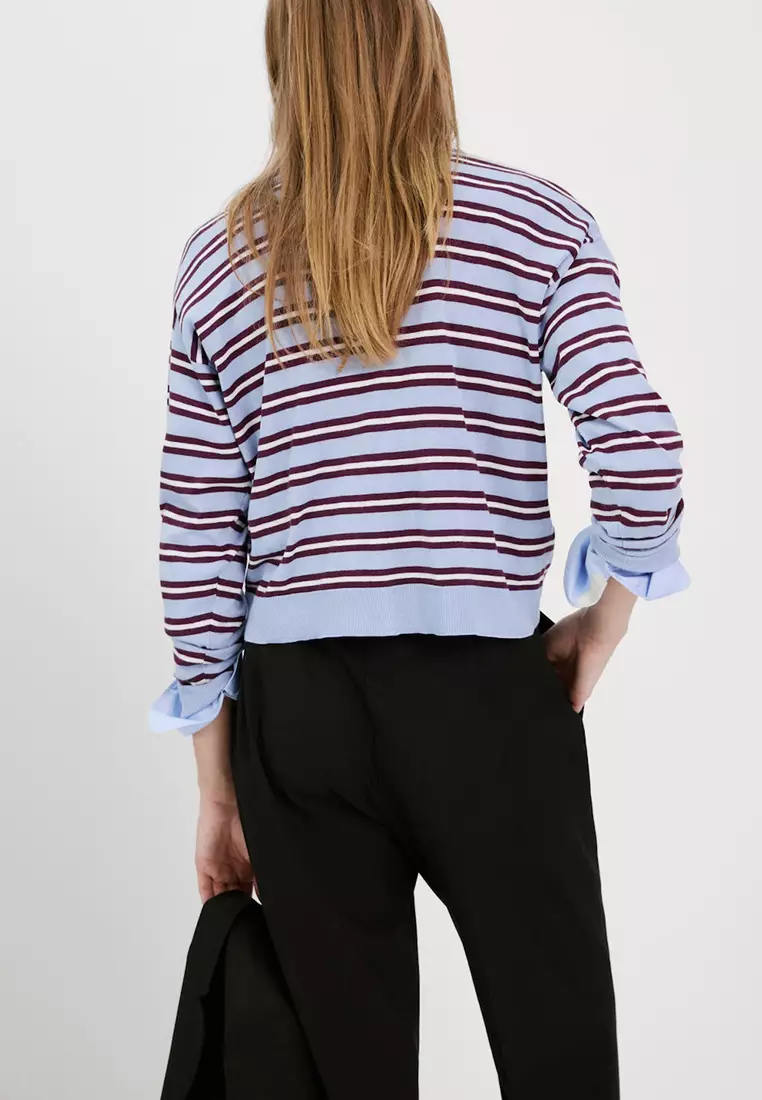 Striped Polo-Neck Sweater