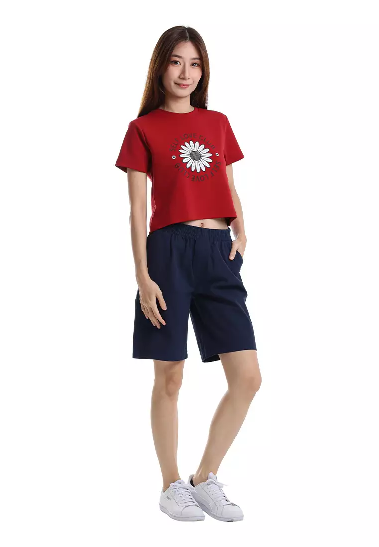 Ladies Elastic Waist Bermuda Shorts - 865116-33Navy