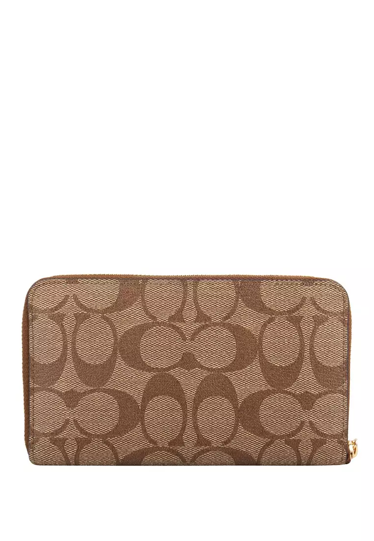 Coach Coach Medium ID Zip Wallet In Signature Canvas Brown 2024 Buy Coach Online ZALORA