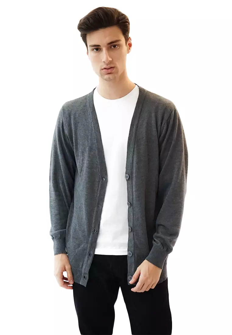 Cardigan Pria Oversize Sweater Korea Big Size Jumbo Abu tua