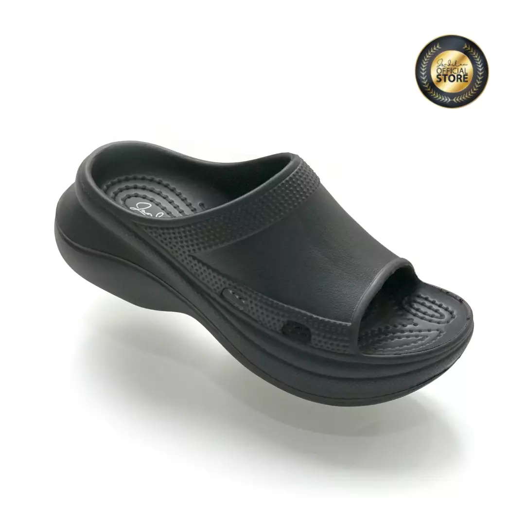 ZANDILAC - SANDAL WANITA DEWASA CH220468WD - HITAM full karet