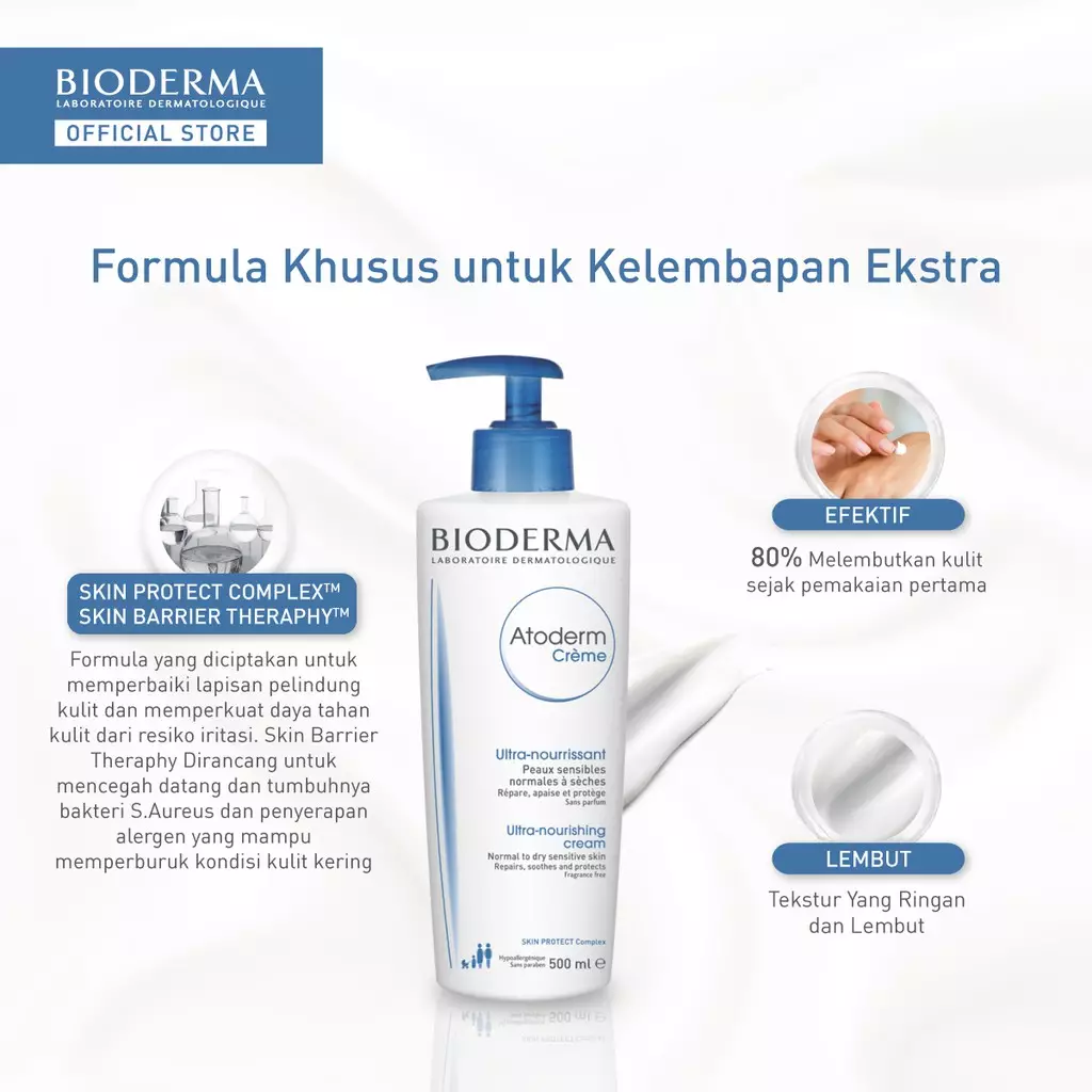 Bioderma Atoderm Creme 500 ml - Face / Body Moisturizer untuk Kulit Normal / Kering