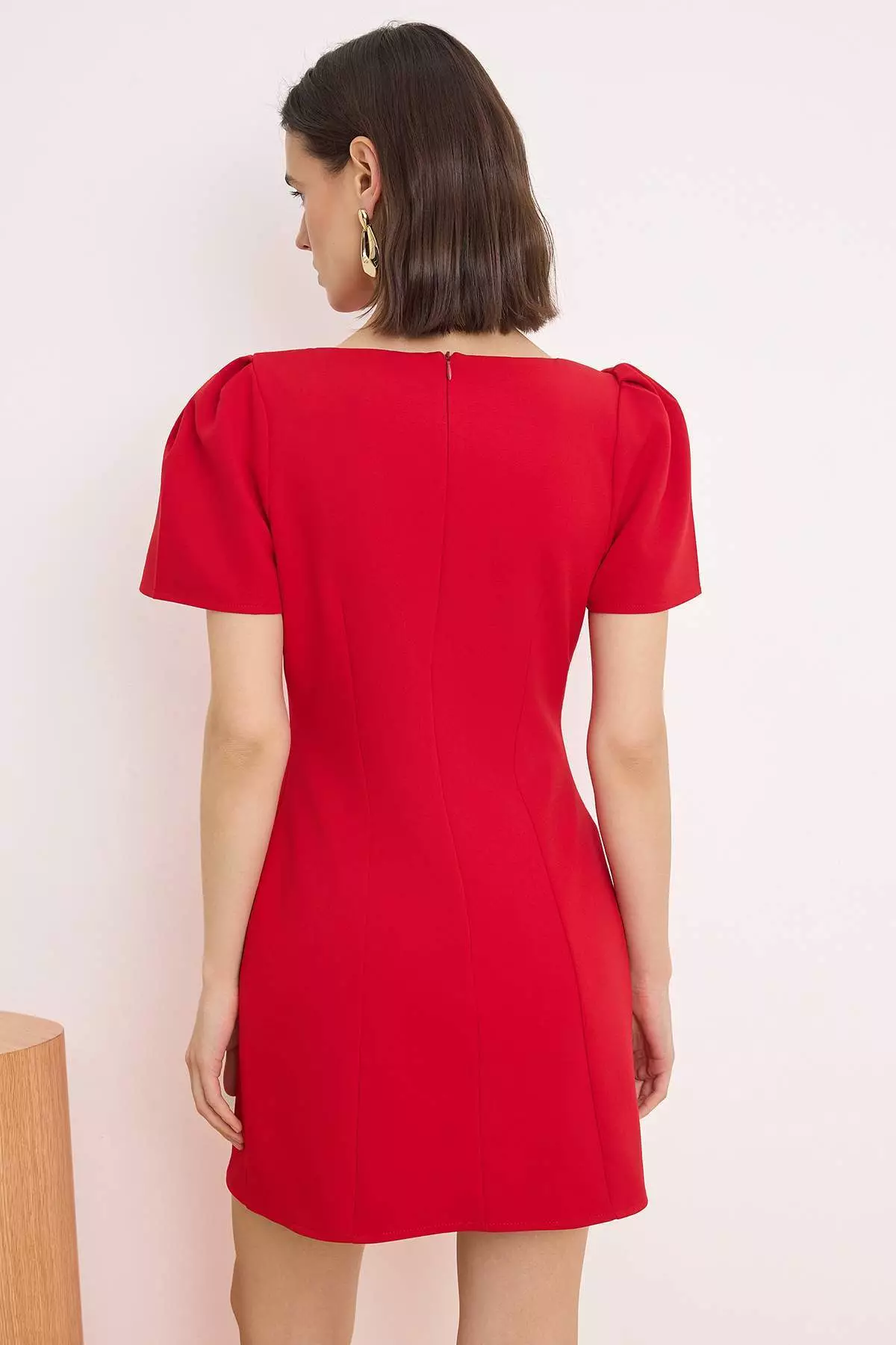 Red Fillet Pocket Detail Short / Mini Woven Dress Twoaw26El00373