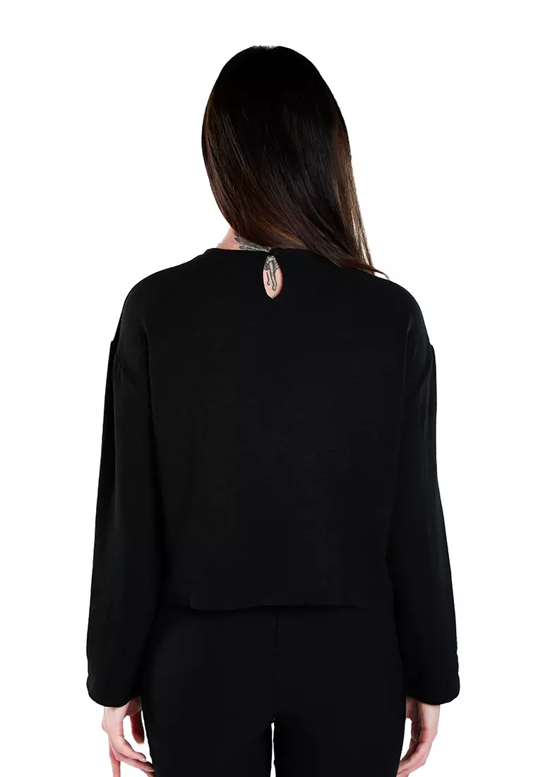 Black Full Sleeves Top & Fitted Full Pants Coord Set