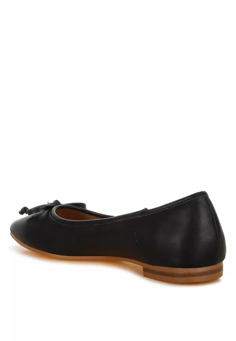 Faux Leather Casual Ballerinas in Black