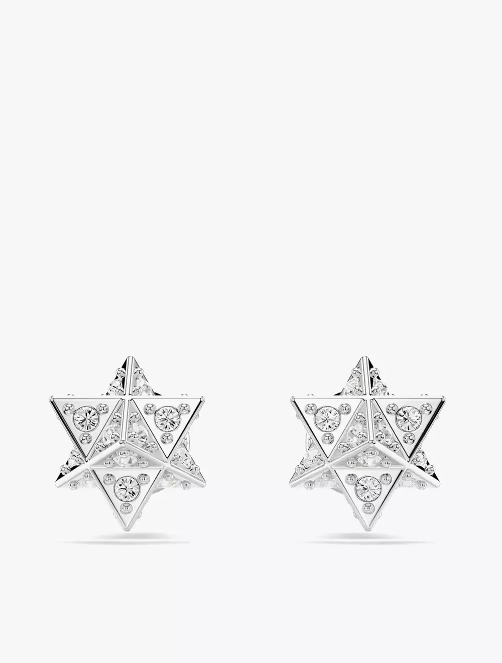 Dextera Stud Earrings, Round Cut, Star, White, Rhodium Plated