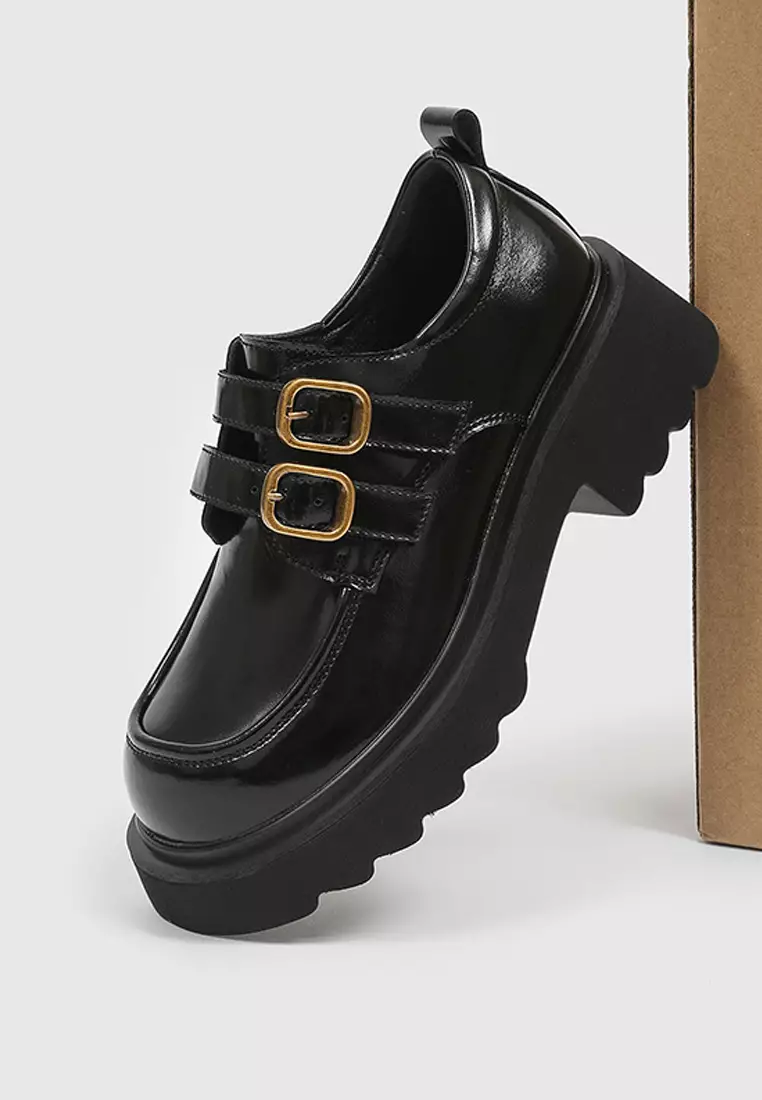 Leather Double Buckle Loafers MZ7306
