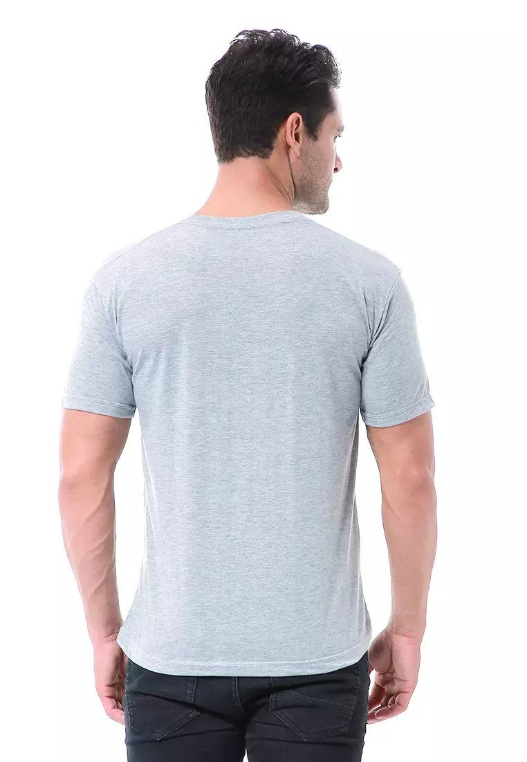 Aisley Atasan Pria Kaos Polos Lengan Pendek Casual T-Shirt Desain Simple Material Cotton ORIGINAL - Gray