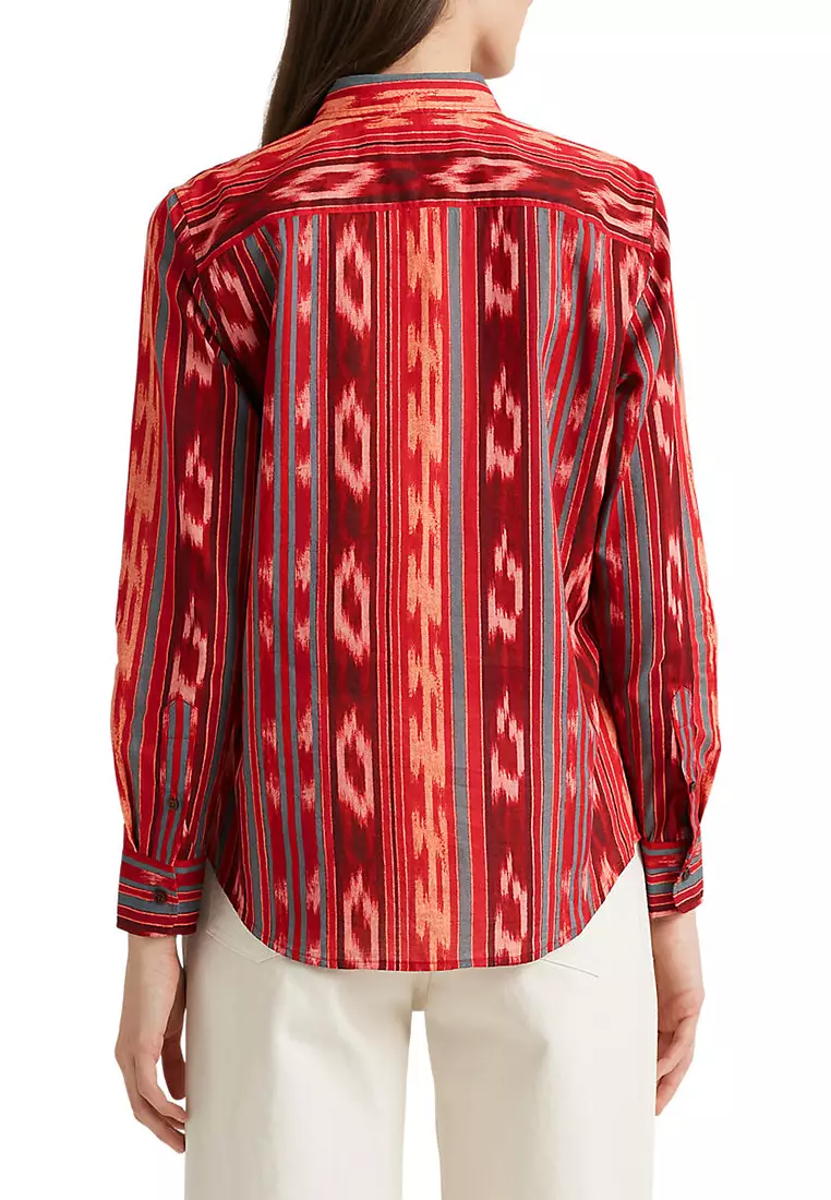 Lauren Ralph Lauren Geo-Striped Cotton Voile Shirt