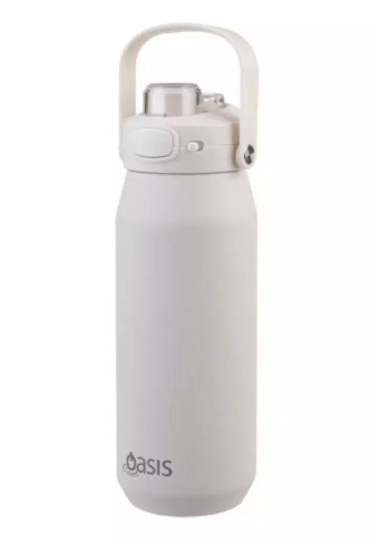 Oasis Ceramic Stainless Steel Triple Wall Capri Quick Release Drink Bottle 750ML - Alabaster