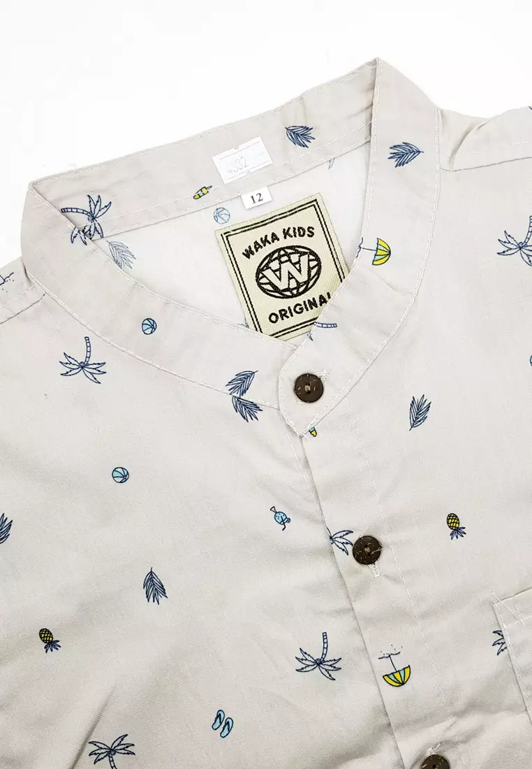 Wakakids Kemeja Anak Laki Laki Usia 6 Tahun Hingga 9 Tahun Atasan Baju Kerah Shanghai Mandarin Collar Shirt Pattern Summer 4332 Vensk