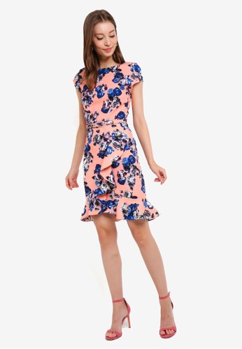 Jual Paper Dolls Printed Frill Dress With Floral Self Belt