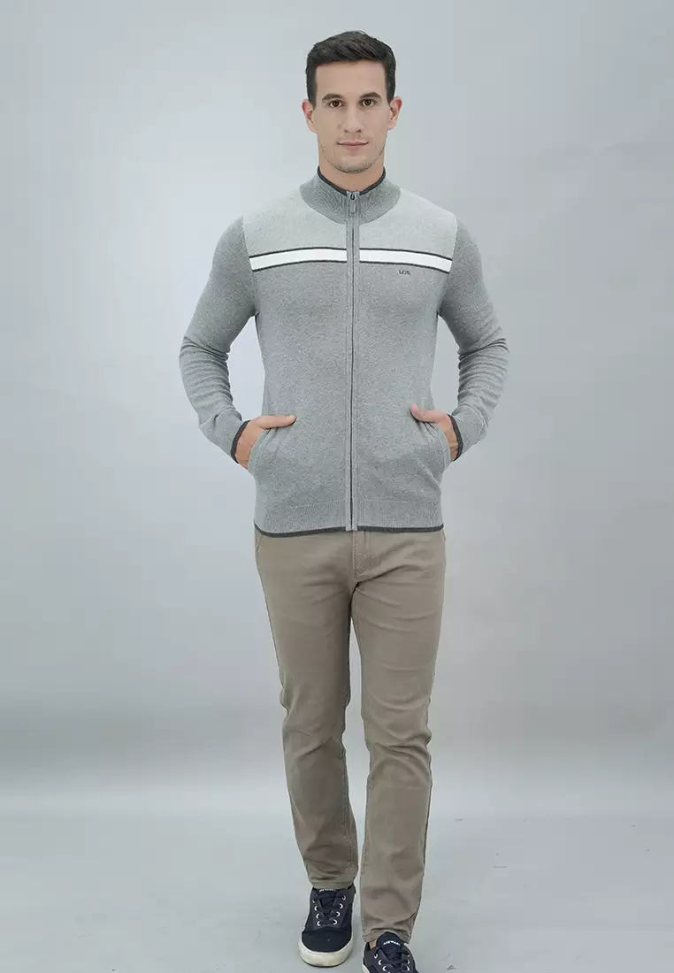 LGS - Sweater Casual Pria Motif Polos Warna Abu-Abu - CST.260.D065.39.C
