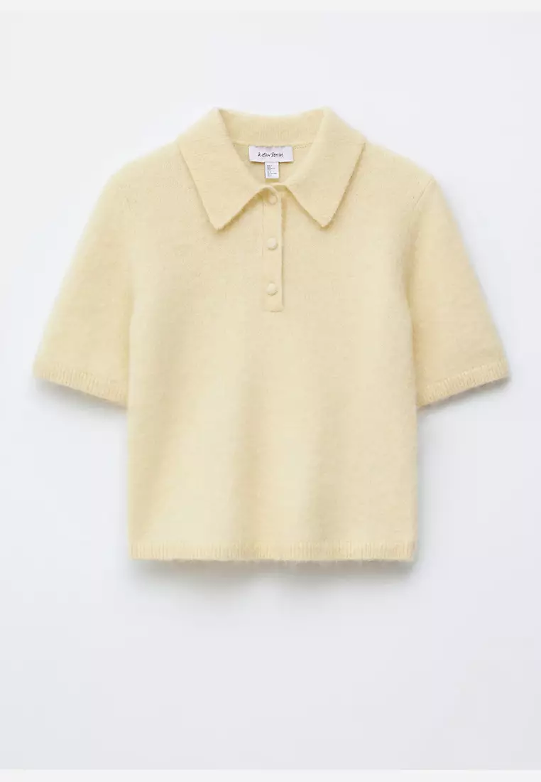 Brushed Knit Polo T-Shirt