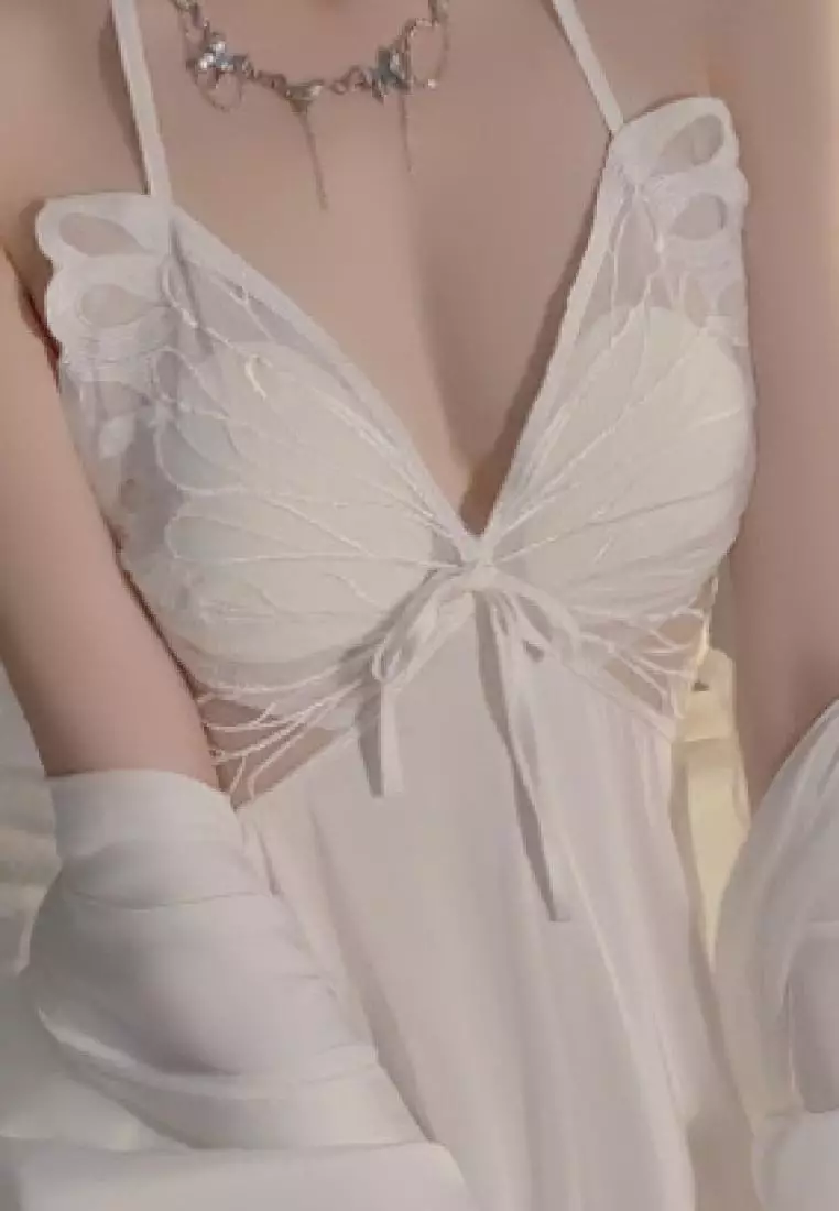 New style butterfly ice silk sling backless pajamas nightdress Lingerie K062601W