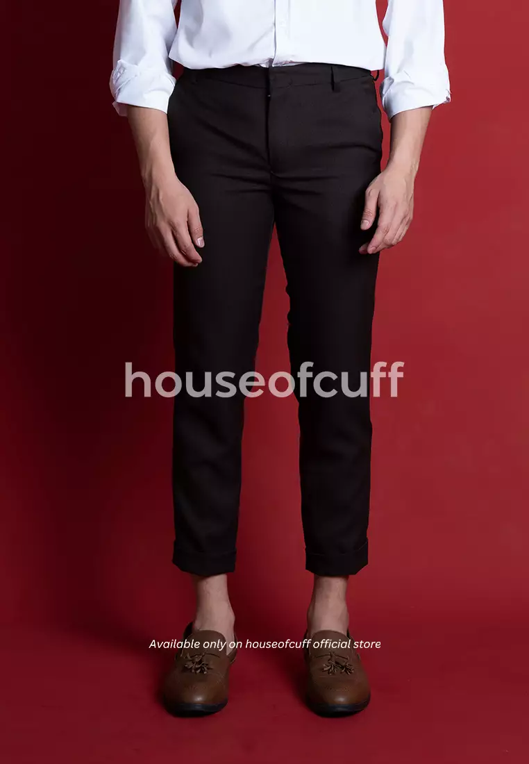 Houseofcuff Celana Ankle / Cropped Pants Slim fit Celana kerja bahan / Sirwal Coklat