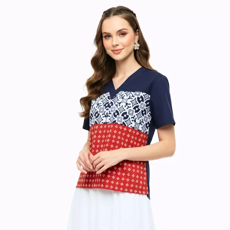 Blouse Batik Wanita - Bhatara Batik Nanita - Atasan Batik Modern Lengan Pendek