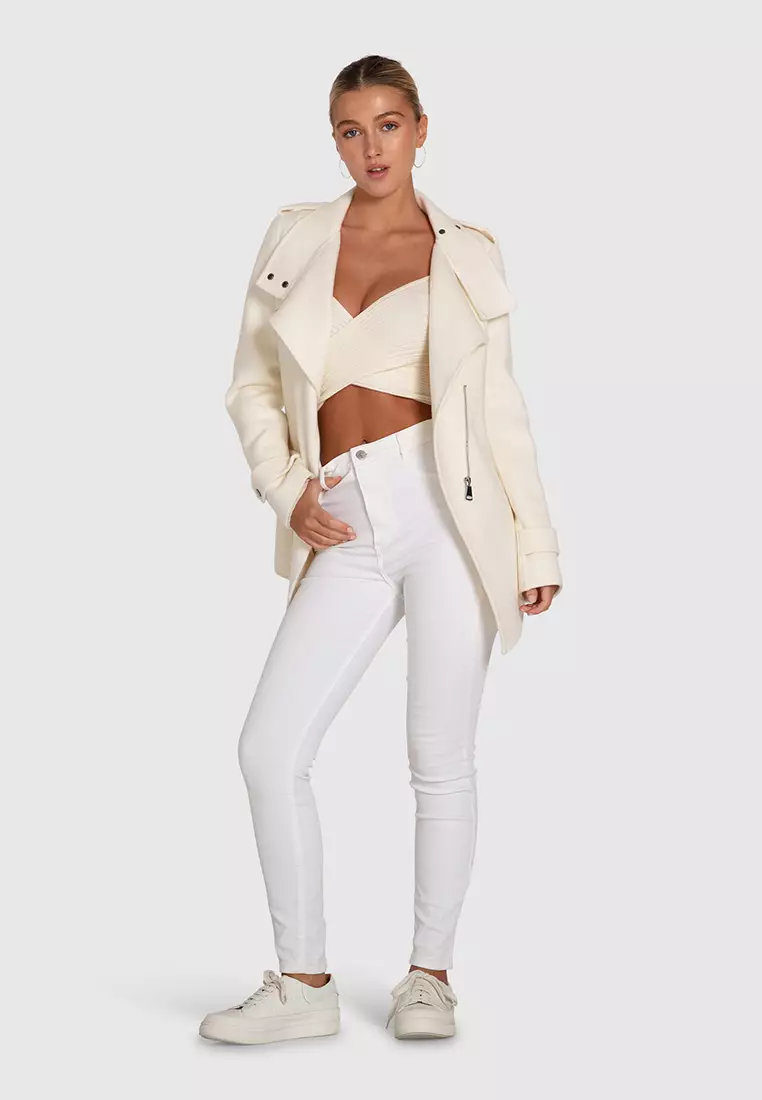 Wool blend moto jacket on sale