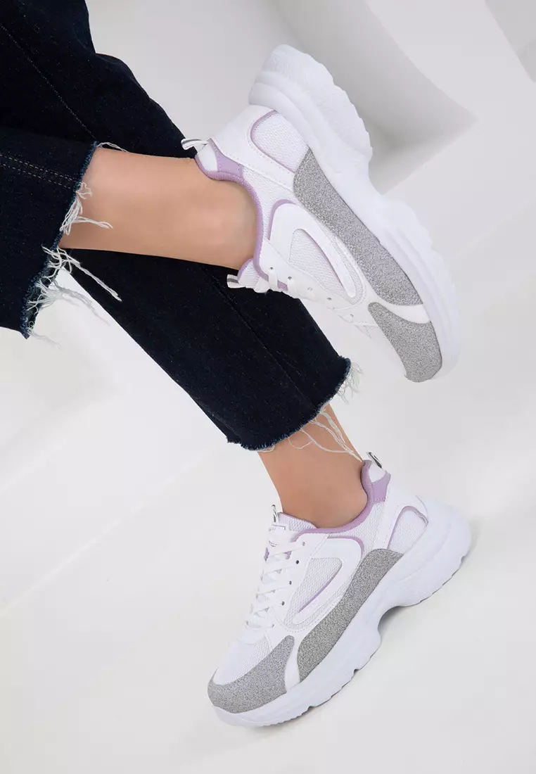 White-Lilac Women's Sneaker 20413