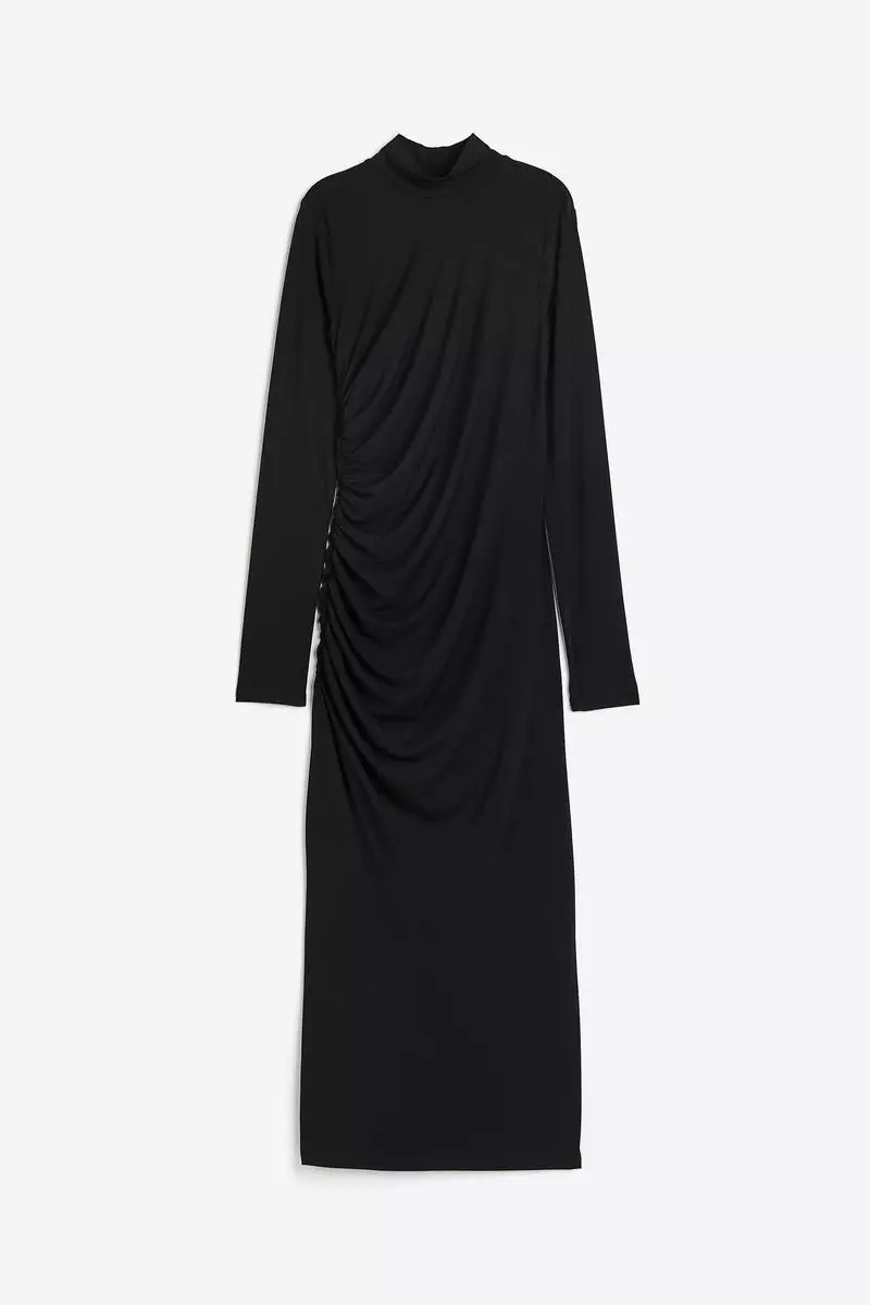 Gathered turtleneck dress