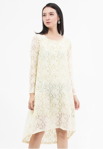 Creamy Olive Knit Lace Dress