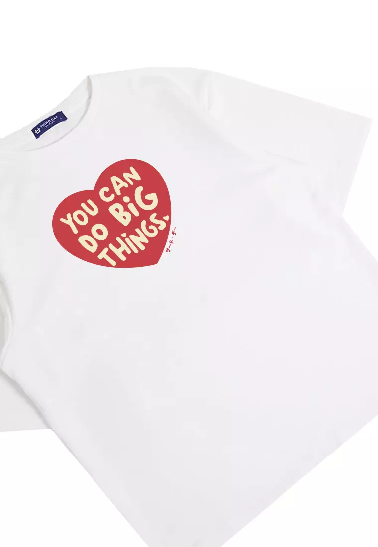 MTR38 kaos oversize bahan tebal pria scuba "you can do big things" putih