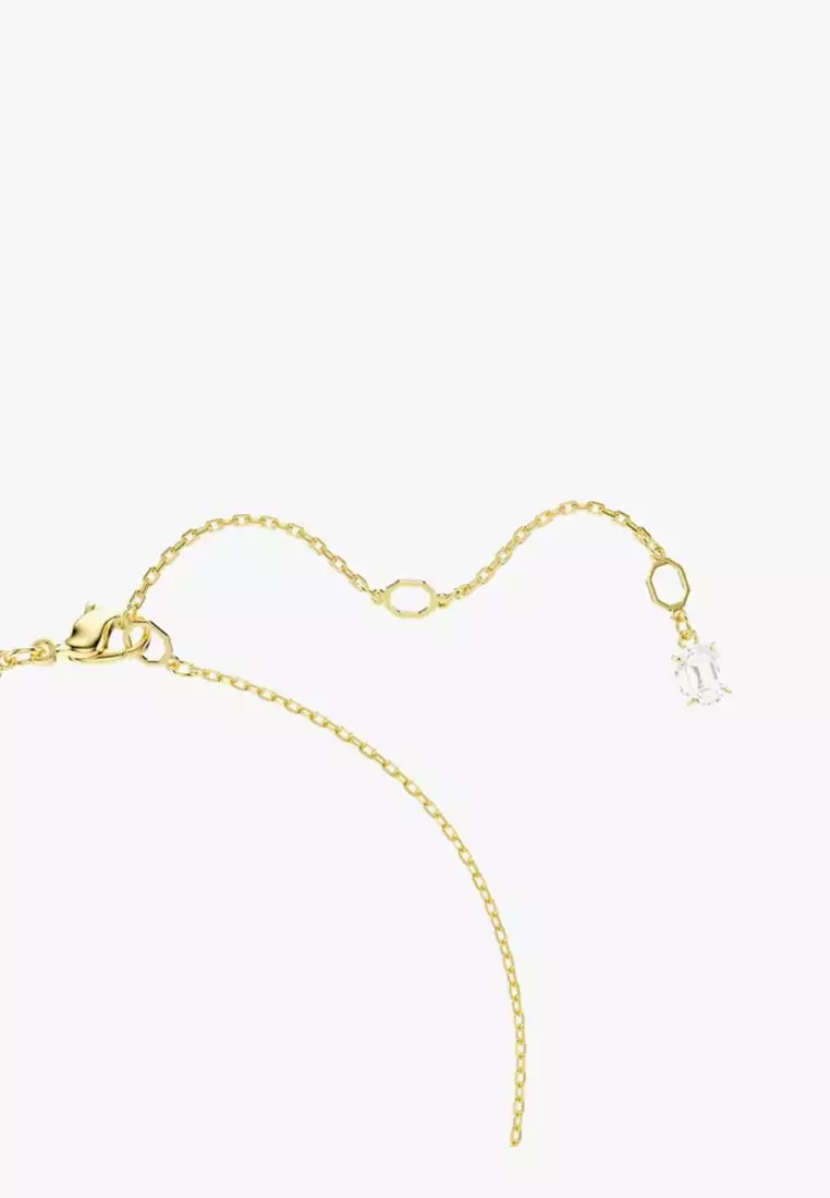 Mesmera necklace, Heart, White, 18K gold finish