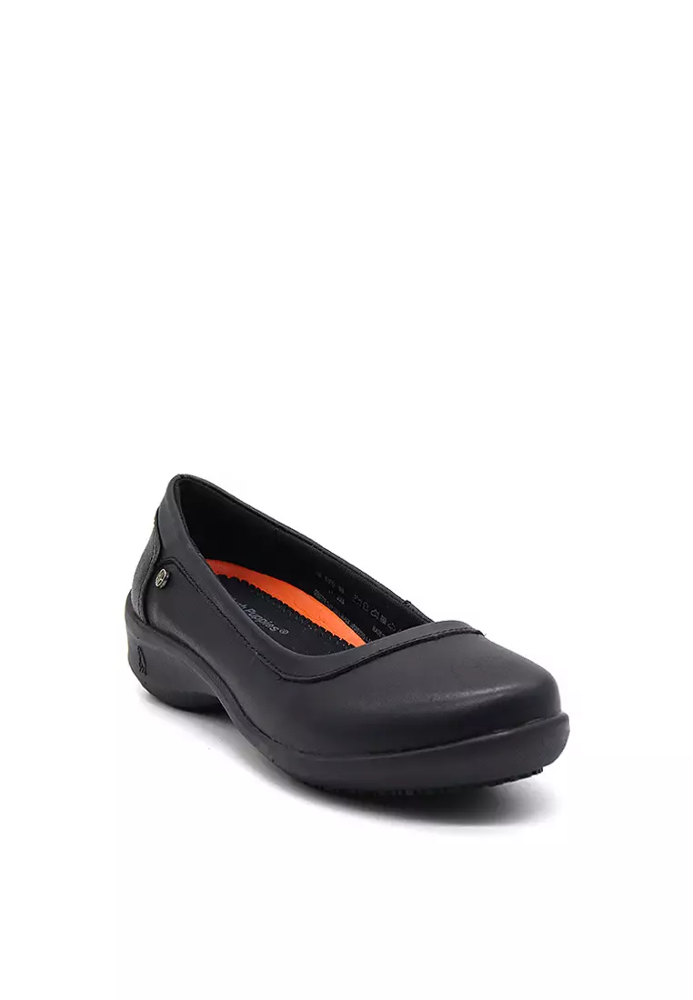 Hush puppies flat black hot sale shoes