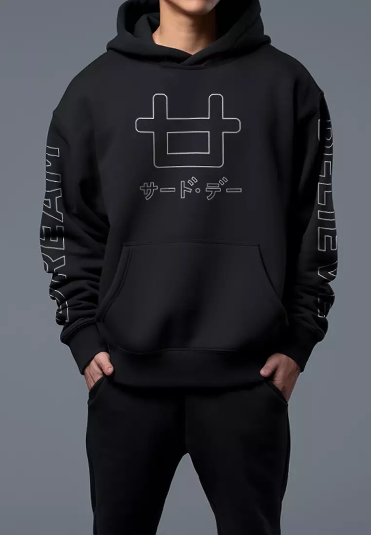 MO014Y Men Hoodie Logo Dream Believe Blk