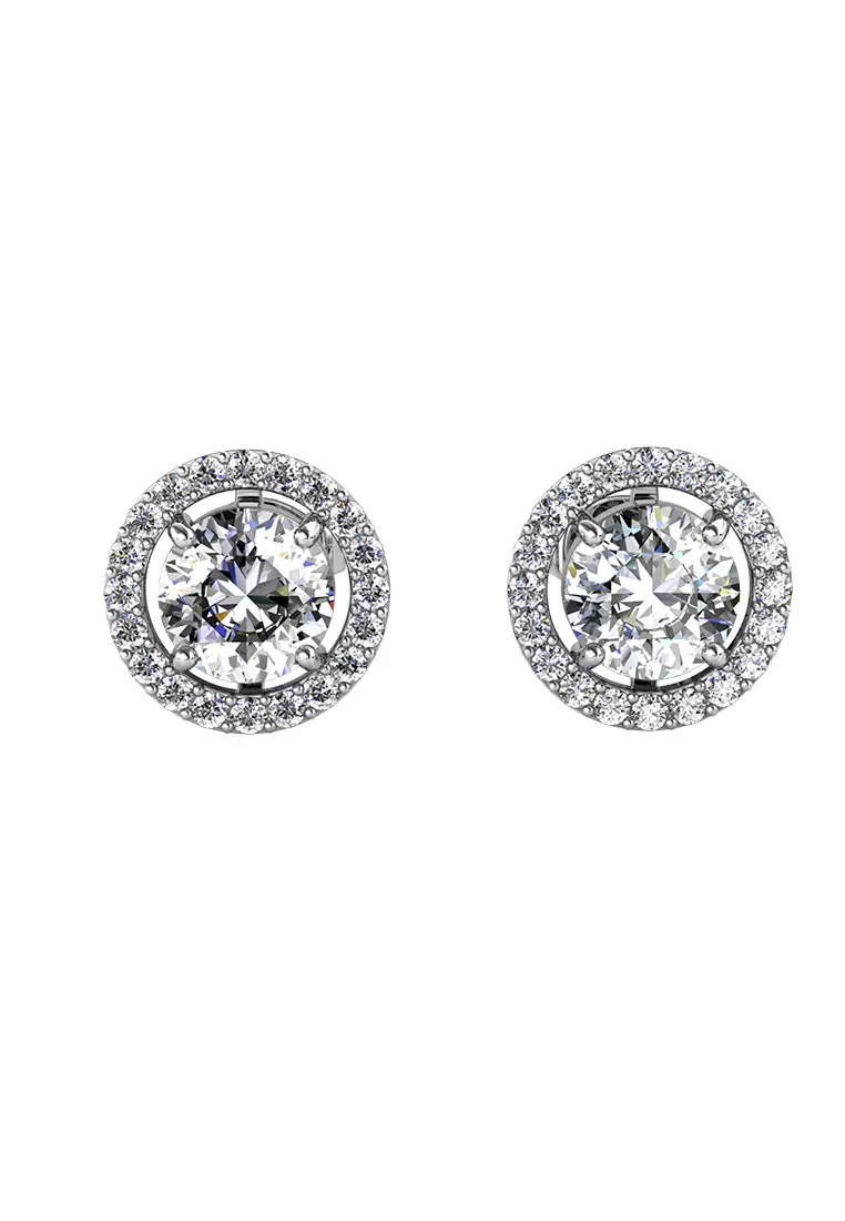 Berlian Moissanite Fantaisie Set Pendant & Earring [GRA CERTIFICATE MOISSANITE DIAMOND] - Anting Kalung Moissanite Diamond with 925 Silver by Her Jewellery