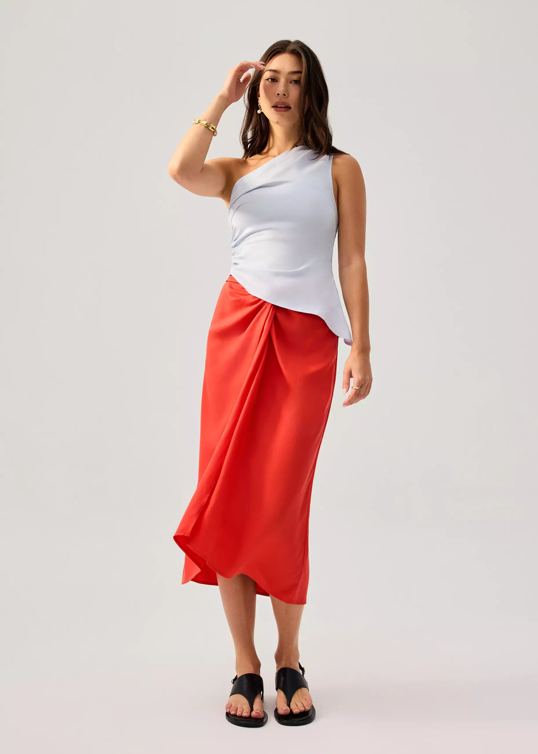 Rok Wanita - Lyocell Front Twist Column Midaxi Skirt