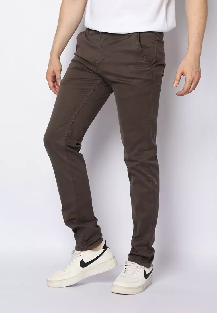 Celana Panjang Pria Katun Chinos Slim Fit Cheers Mate Coklat 112505