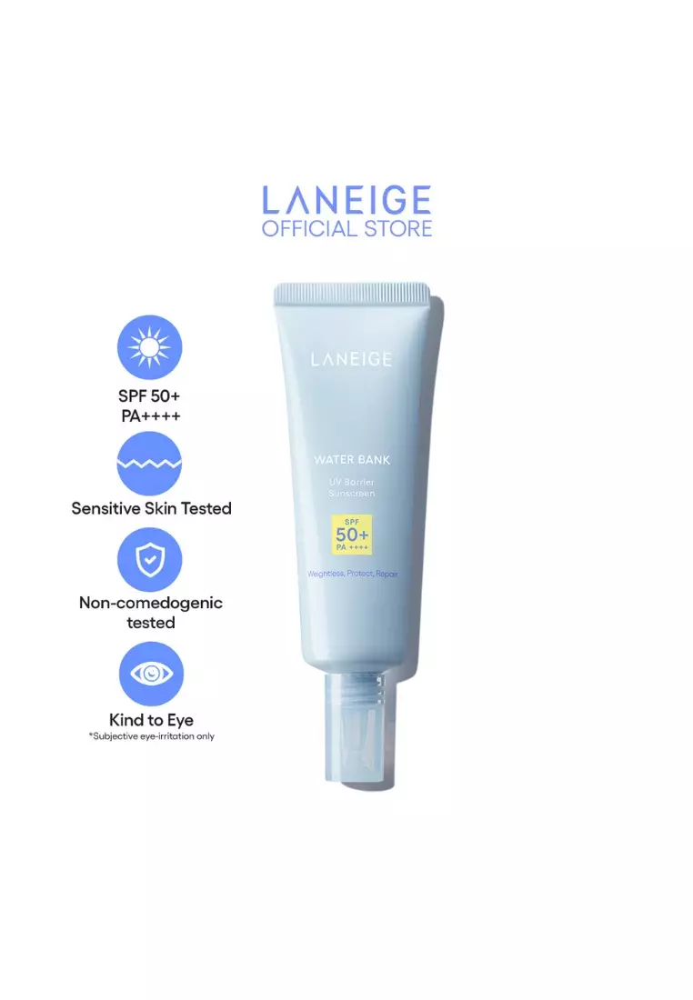 [New Launch] Laneige Water Bank UV Barrier Sunscreen SPF 50+ PA++++ - 50ML (Buy 1 Gift 2) Set -  Protects & Repairs Moisture Barrier , Mild Sunscreen, Lightweight Formula, No Whitecast